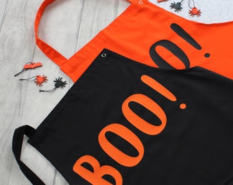 Halloween Apron - Halloween Costume - Boo - Spooky Apron - Halloween Decorations - Orange Apron - Personalised Apron - Halloween Decor