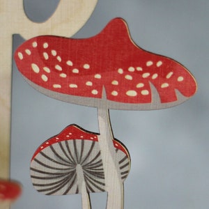 Personalised Toadstool Cake Topper Set Birthday Cake Toppers Wooden Cake Topper Birch Cake Topper image 5