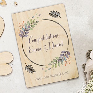 Personalised Wedding Card Congratulations Card Wooden Card Personalised Wedding Card Wedding Keepsake Card for Them Wedding Gift image 1