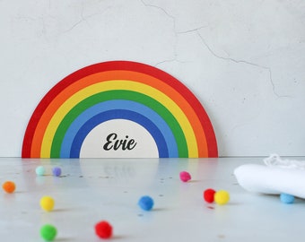Personalised Rainbow Door Sign - Personalised Rainbow Door Plaque - Rainbow Bedroom - Rainbow Wall Sign - Wooden Rainbow Sign