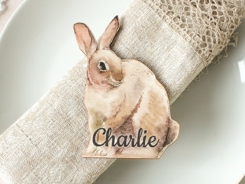 Personalised Place Setting Rabbit Easter Place Setting Personalised Rabbit Place Setting Easter Table Setting Bunny Table Setting Tan