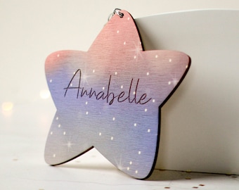 Personalised Star, Night Sky - Star Decoration - Printed Star - Nursery Decor - Nursery Sign - Door Plaque - Door Sign - Sunset Star