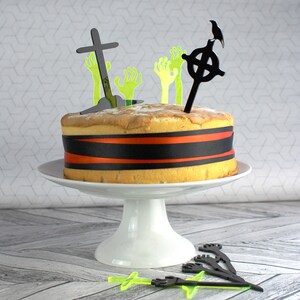 Halloween Cake Toppers Graveyard Cake Topper Zombie Cake Topper Zombie Hands Halloween Decorations Cake Topper Halloween Baking image 4