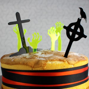 Halloween Cake Toppers Graveyard Cake Topper Zombie Cake Topper Zombie Hands Halloween Decorations Cake Topper Halloween Baking image 5