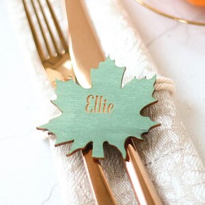 Leaf Place Card Table Name Setting Autumn Wedding Thanksgiving Decoration Fall Decor Dining Accessories Personalized Favours image 2