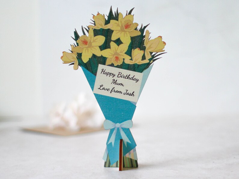 Personalised Birth Flower Card, March, Daffodil Keepsake Wooden Card Personalised Card Personalised wooden birthday card image 2