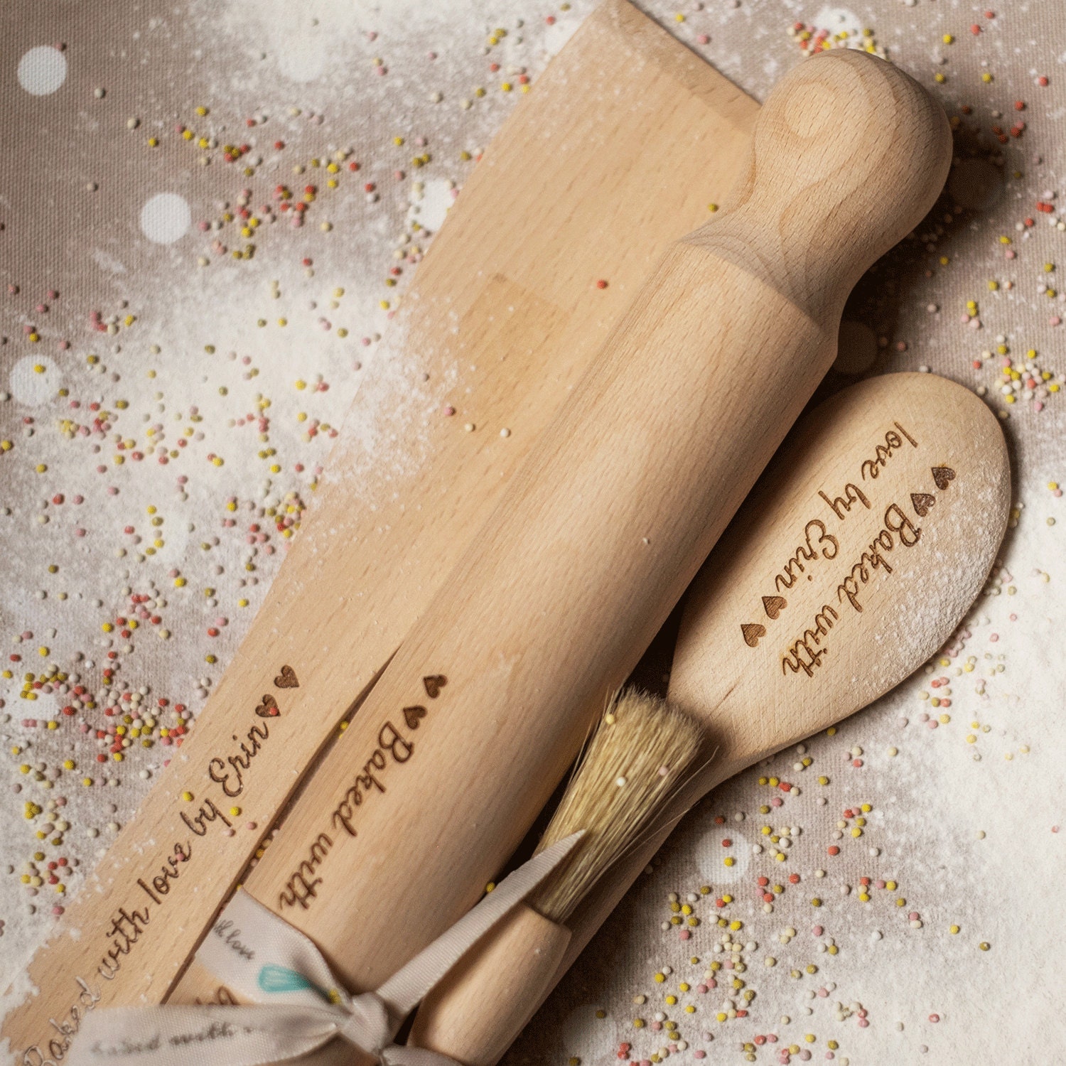 Personalised Baking Set Wood Baking Utensils Gift for Her