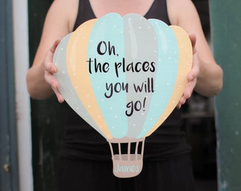 Personalised Balloon Nursery Sign, Hot Air Balloon - New Baby Gift - Nursery Decor - Christening Gift - Baby Shower - Nursery Sign - Sign