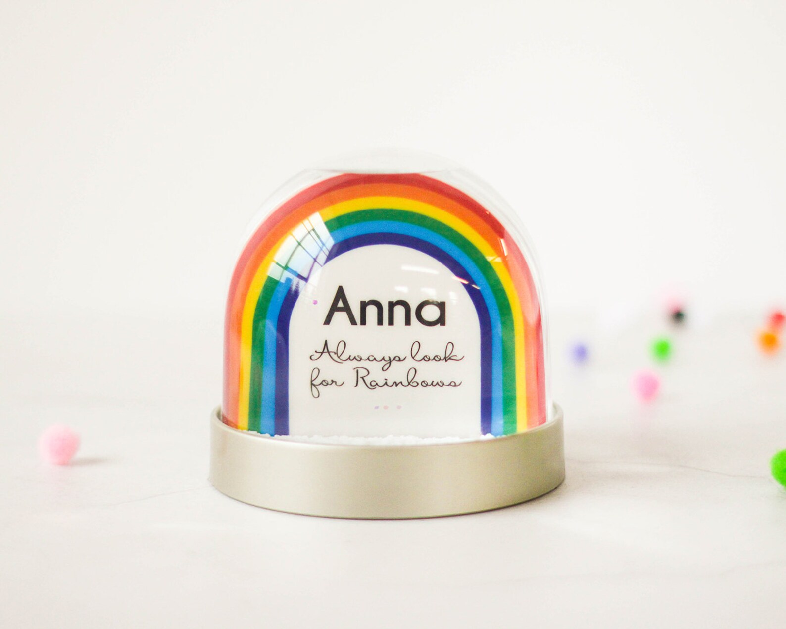 Personalised Rainbow Snow Globe Snowglobe Rainbow Gift Etsy UK