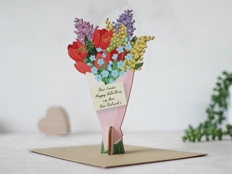 Personalised Wooden Card Spring Flowers Keepsake Wooden Etsy UK