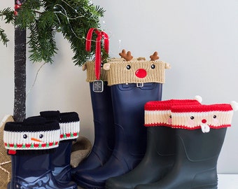 Poignets de bottes de Noël personnalisés - Chaussettes Welly - Chaussettes Welly personnalisées - Chaussettes de bottes - Wellies personnalisés - Chaussettes de bottes personnalisées