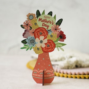 Mother's Day Card - Flower Bouquet - Keepsake Wooden Card - Mothers Day Gift - Bunch of Flowers - Wooden Flowers - Flower Gift for Mum