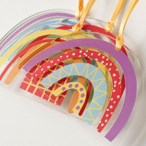 Rainbow Christmas Decorations, Set Of Four Hanging Decorations Tree Decorations image 4