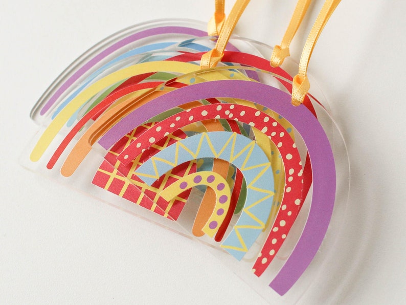 Rainbow Christmas Decorations, Set Of Four Hanging Decorations Tree Decorations image 4