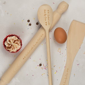 Personalised Baking Set Wood Baking Utensils Gift for Her Personalised With Your Message Baking Gift Idea Mothers Day Gift Idea image 2