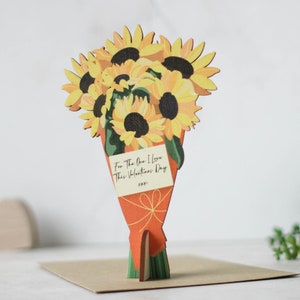 Personalised Sunflowers Card In Wood - Keepsake Wooden Card - Personalised Card - Personalised Wooden Birthday Card - Sunflowers