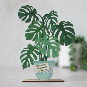 Personalised Card In Wood - Keepsake Wooden Card - Personalised Card - Monstera Plant Planter - Housewarming Card - Best Teacher - Birthday