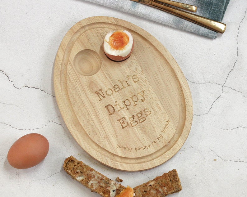 Personalised Egg Breakfast Board Egg Board Egg Serving Board Personalised Serving Board Egg Cup Dippy Eggs Easter Gift image 1