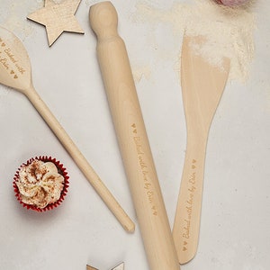 Personalised Baking Set Wood Baking Utensils Gift for Her Personalised With Your Message Baking Gift Idea Mothers Day Gift Idea image 4