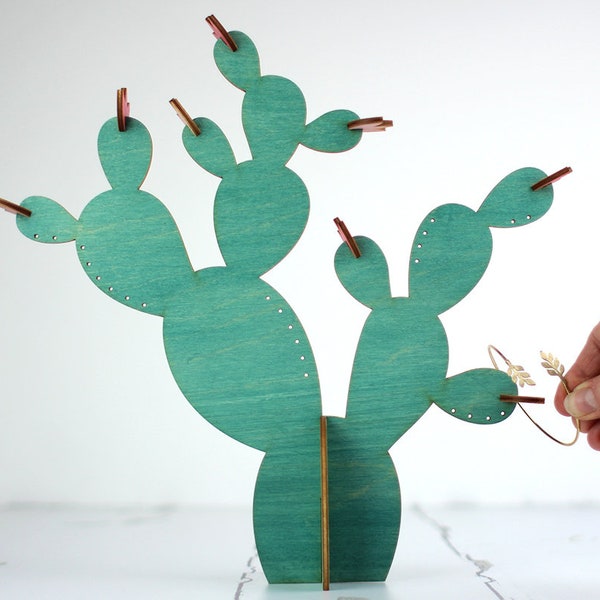 Cactus Jewellery Stand - Fico d'India - Cactus - Cactus in legno - Portagioie - Portagioie - Mexicana - Cactus Gift - Cactus Decor