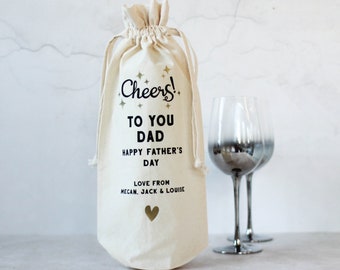 Personalised Fathers Day Bottle Bag - Gift Bag - Bag for wine - Bag for Dad - Fathers Day present - Fathers Day gift - Wine bottle bag