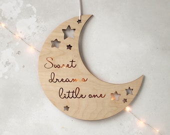 Moon and Stars Nursery Decor - Sweet Dreams Little One Sign - Nursery Sign - Wooden Sign - Moon and Stars Sign - New Baby Gift - Baby Shower