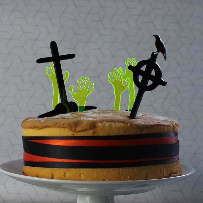 Halloween Cake Toppers Graveyard Cake Topper Zombie Cake Topper Zombie Hands Halloween Decorations Cake Topper Halloween Baking image 3