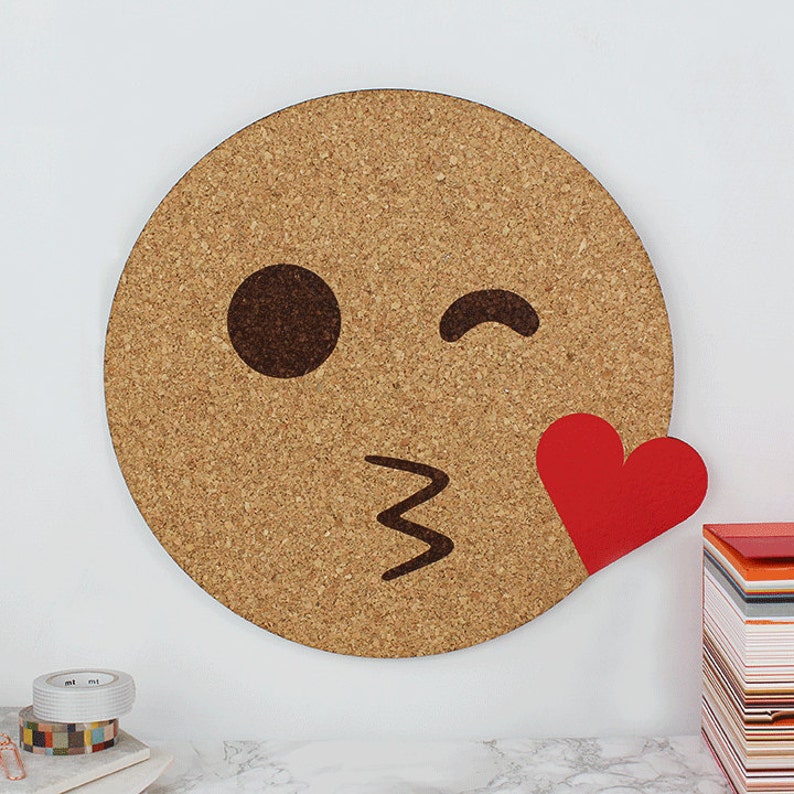 Emoji Memo Board Cork Board Notice Board Emoji Kissing Etsy