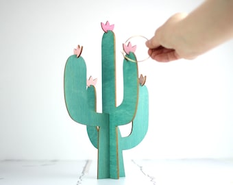 Cactus Jewellery Stand - Mexican Theme - Jewelry Stand - Cactus Design - Cactus Tree - Earring Holder - Cactus With Flowers  - Wooden Tree