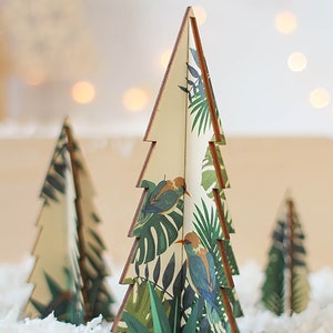 Christmas Tree Set, Palm Design - Modern Christmas - Tropical Design - Christmas Tree - Set of Trees - Wooden Trees - 3d Trees - Xmas