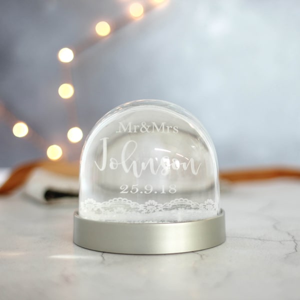 Personalised Wedding Snow Globe - First Anniversary Gift - Christmas Decor - Wedding Gift - Winter - Gift for Couples - Present for Them