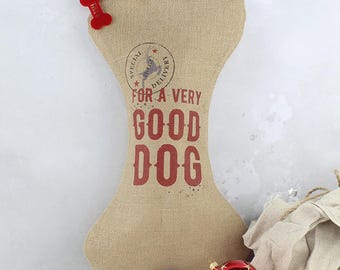 Bas de Noël personnalisé pour chien - Cadeau de Noël pour chien - Bas personnalisé - Sac de Noël pour chien - Sac pour chien - Bon chien - Cadeau pour chien