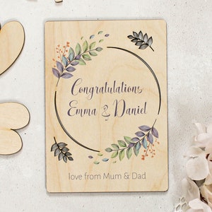 Personalised Wedding Card Congratulations Card Wooden Card Personalised Wedding Card Wedding Keepsake Card for Them Wedding Gift image 6