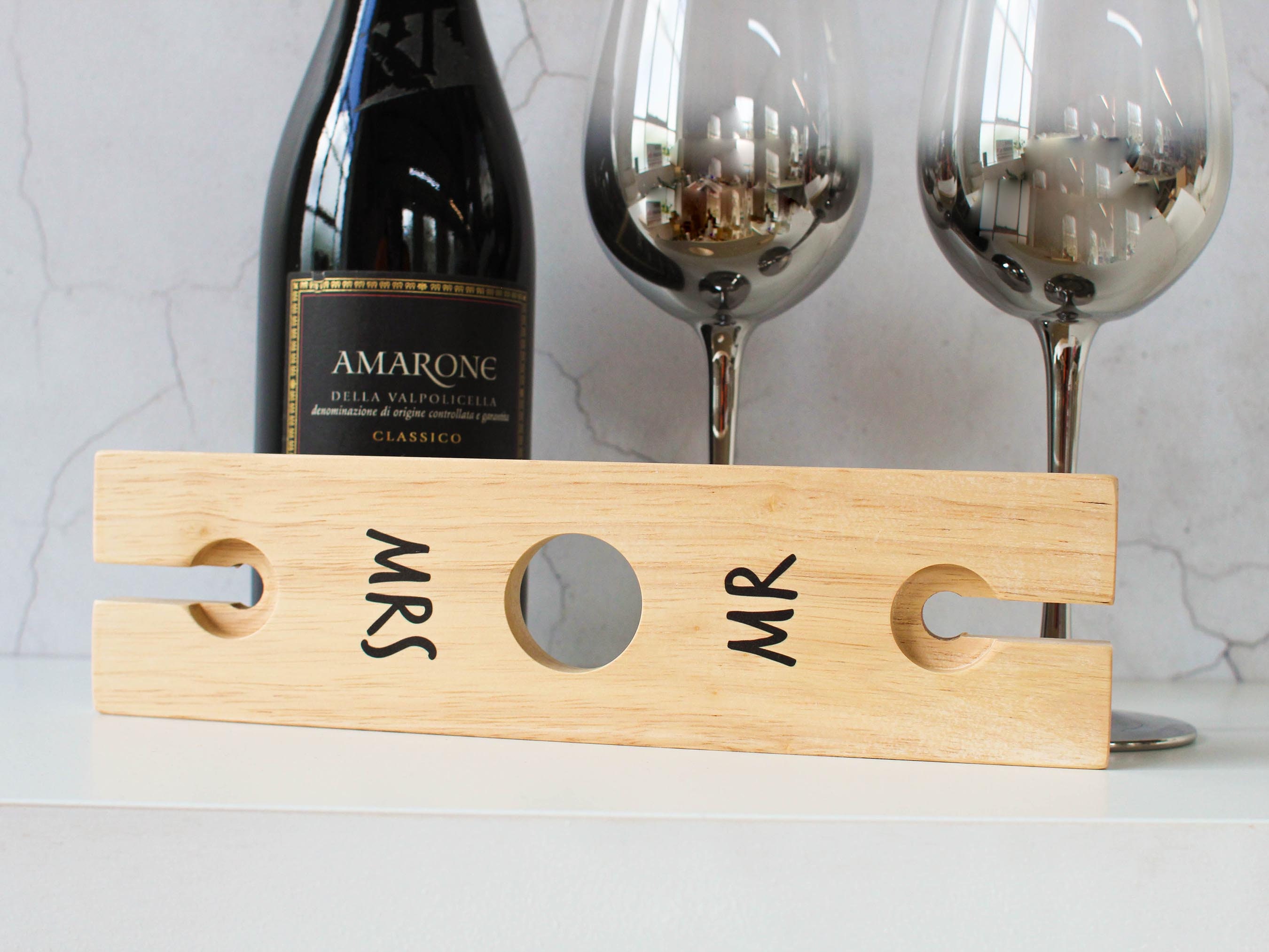 Personalised Wine Bottle and Glasses Holder for Two Etsy