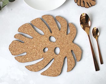 Monstera Leaf Placemat - Tropical Place Setting - Cork Placemat - Cheese Plant Placemat - Cork Tableware - Modern Cork - Unusual Placemats