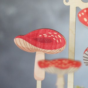 Personalised Toadstool Cake Topper Set Birthday Cake Toppers Wooden Cake Topper Birch Cake Topper image 3