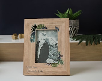 Personalised Oak Photo Frame - Personalised Photo Frame - Personalised Picture Frame - Palm Print - Message Photo Frame - Wedding Gift Idea