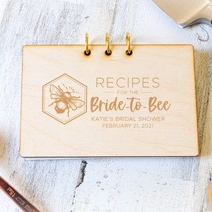 Bride to Bee Recipe Card Binder, Personalize Recipe Book, Custom Recipe Book, Shower Gift, Mom, Bumble Bee, 3 Ring Binder, 4 x 6 Engraved