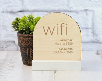 Wood Arch WiFi Password Sign, Mod Boho, Sans Serif, Personalized, Network Sign for Guests, Custom Sign, Airbnb, VRBO, Vacation Rental Home