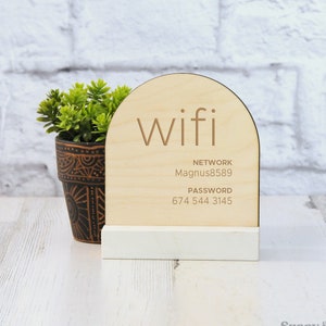 Wood Arch WiFi Password Sign, Mod Boho, Sans Serif, Personalized, Network Sign for Guests, Custom Sign, Airbnb, VRBO, Vacation Rental Home