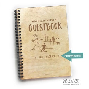 Personalized Cabin Guest Book: Laser Engraved Wooden Vacation Journal