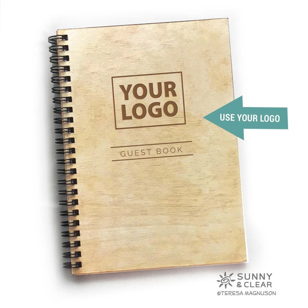 Custom Airbnb Guest Book with your LOGO, Airbnb Welcome Book, Vacation Home Rental, Custom Wooden Laser Engraved Personalized Cabin Journal