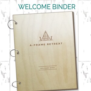 A-Frame Welcome Book Binder, AirBNB, Modern, Home Rental Book, Cabin Vacation Guest Book, VRBO 9.5x11.5 Engraved Personalized