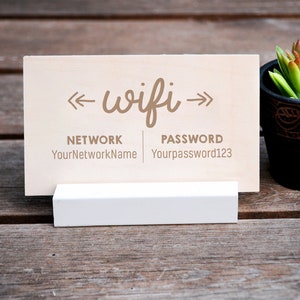 Boho Wood WiFi Sign, Wifi Password Guest Sign, Custom Wood Sign for Air BNB, Vacation Home Rental Cabin, Beach House, Laser Engraved