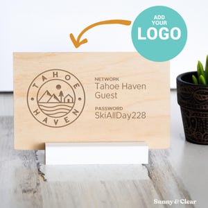 Custom Wifi Sign With Logo, Wood Airbnb Guest Room Decor
