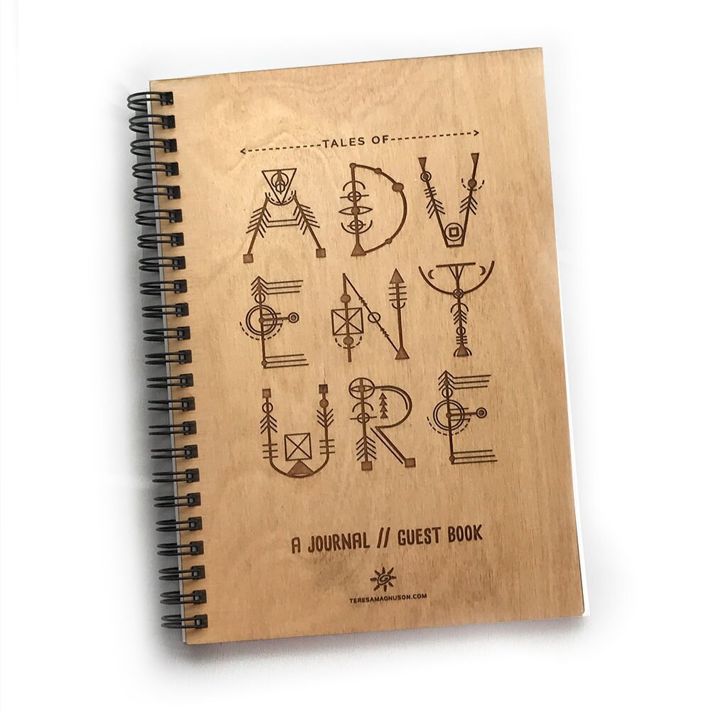Wood Guestbook Journal Tales Of Adventure Mystical Cabin Etsy