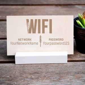 Wood WiFi Password Sign, Trees, Personalized Wifi Network Sign for Guests, Custom Wood Sign, Airbnb, VRBO, Vacation Rental House, Cabin