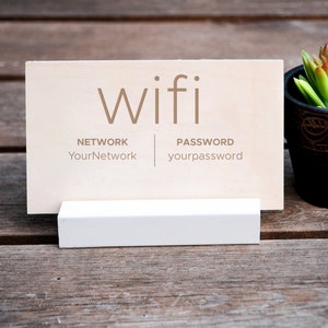 Modern Wifi Sign for Home or Office Personalized Custom Wood Wifi Password Network Sign for Guests