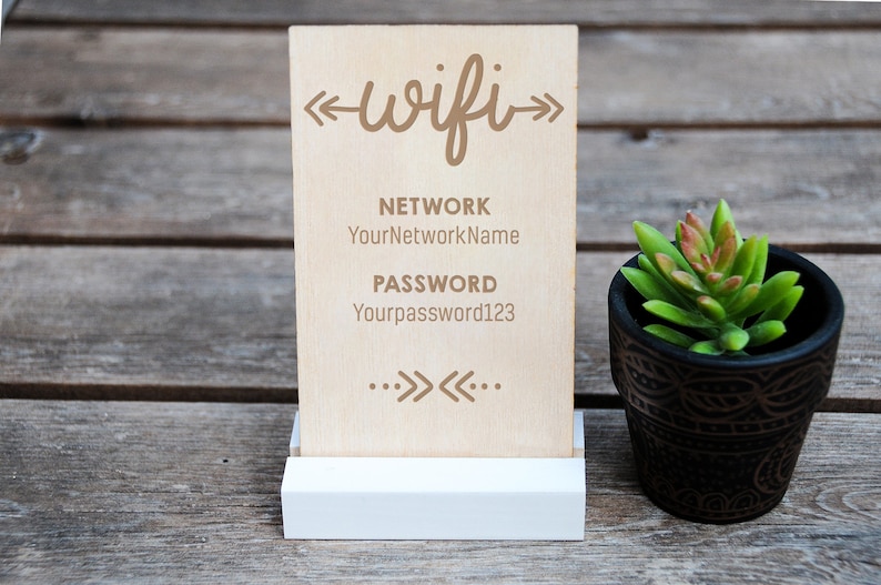 Boho Wood WiFi Sign, Wifi Password Guest Sign, Custom Wood Sign for Air BNB, Vacation Home Rental Cabin, Beach House, Laser Engraved image 4