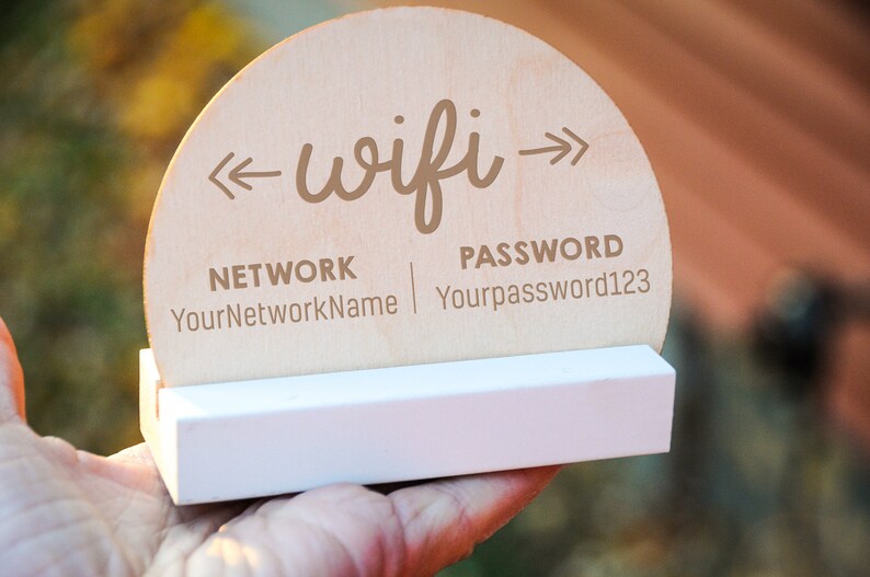 Boho Wood WiFi Sign, Wifi Password Guest Sign, Custom Wood Sign for Air BNB, Vacation Home Rental Cabin, Beach House, Laser Engraved image 5